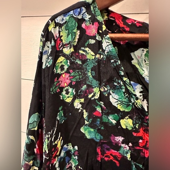 Maeve by Anthropologie Floral Black Dress with 3/4 Sleeves- size Small - Picture 3 of 8